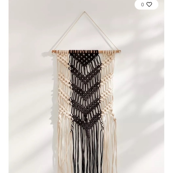 Urban Outfitters Lily Macrame' Wall Hanging Ivory/Black 100% Cotton - Picture 5 of 8